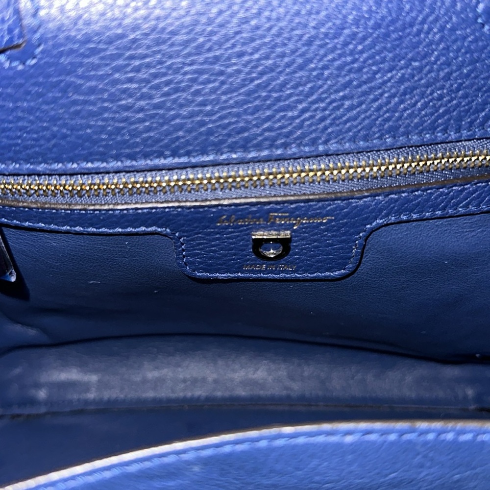 🔥🔥🔥Authentic Salvatore Ferragamo The Studio Blue Leather Studded Backpack - Picture 13 of 16